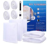 4 Packs Fly Screen for Window, Insect Mesh Window Nets1.3m*1.5m, with 4 Rolls Self-Adhesive Tapes,Cleaning Brush, White