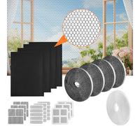 4 Packs Fly Screens for Windows, 130 × 150 cm Insect Mesh Window Nets with 4 Roll Self-Adhesive Tapes and Repair Tape Keep Bug, Mosquito Netting Window Screen, Bee, Spider, and Winged Insect Out