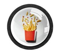 4 Packs French Fries Red Box Black Knobs, Cabinet Drawer Knob