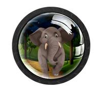 4 Packs Gray Elephant Walking Black Knobs, Cabinet Drawer Knob