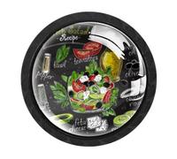 4 Packs Greek Salad Menu Chalkboard Cabinet Knobs, Dresser Drawer Knob | Round Drawer Handle Pulls for Kitchen, Dresser, Closet, Cupboard, Wardrobe, Cabinet Hardware, with Screws