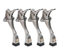 4 Packs Heavy Duty Kickdown Door Stopper, One Touch Adjustable Kickdown Door Stop for Heavy Doors, 4 in Metal Door Kickstand with Rubber Tip & Wall Protectors for Wide Doors