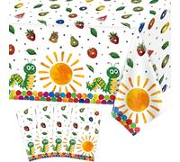 4 Packs Hungry Theme Caterpillar Party Tablecloth Green Insect Table Cloths Spring Plastic Tablecloth for Hungry Theme Supplies Caterpillar Birthday Decorations Green Insect Party Decor 51 x 86 IN