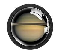 4 Packs Kitchen Cabinet Knobs, Universe Saturn Planet Drawer Knobs Pulls | Black Knobs for Cabinet, Round Dresser Drawer Pulls Handles, Cabinet Hardware, 35MM
