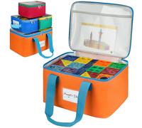 4 Packs Magnetic Tiles Storage Bags,Magnetic Tiles Storage Bin,Toy Organizer Case with Mesh Pocket and Tag Pocket for Magnet Building Tiles,Board Game,Puzzle and Lego Bricks