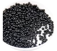 4 Packs Metallic Glass Seed Beads,Mix Size 1.5/2/3/4MM Mini Glass Seed Beads for Bracelets,Crafting,Keychain,About 2544Pcs,Mix Black