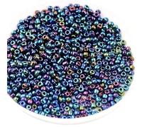 4 Packs Metallic Glass Seed Beads,Mix Size 1.5/2/3/4MM Mini Glass Seed Beads for Bracelets,Crafting,Keychain,About 2544Pcs,Mix Blue and Purple