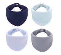 4 Packs Muslin Baby Bibs Toddler Bandana Dribble Bibs Cotton Soft and Absorbent Drool Bibs with Adjustable Snaps for Newborn