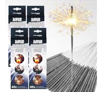 4 Packs of 15cm (6") Hand-held Sparklers for Indoor or Outdoor Use | Super Sparklers for Cakes & Cocktails (160 Sparklers)