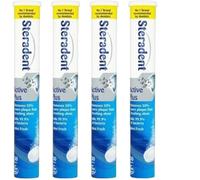 4 Packs of Active Plus Denture Cleaning Tablets, Fast-Acting Formula, Removes Tartar, Stains, Bad Odours, Fresh Dental Appliances Every Day, Refreshing Minty Scent