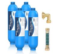 4 Packs of RV Inline/Marine Water Filter With Flexible Hose Protector, NSF Certified, Dedicated for Gardening, RVs, Campers, Trailer, Compatible with 40043 KDF Filter