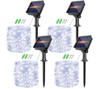 [4 Packs] Outdoor Solar String Lights, 80 LED Solar Garden Lights, 8 Modes Waterproof Solar Lights Outdoor Wire for Patio Yard Party (Cool White)
