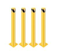 4 Packs Parking Bollard Post 30in-Visible Yellow Steel Safety Bollard Posts for Driveway and Traffic-Sensitive Area, Including 8 Anchor Bolts for Easy Install