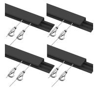 4 Packs Picture Hanging System1m Aluminum Click Rail Track with Linkers Invisible Wire Kit for Round Mirrors Canvases & Photos (Black 3.0m Cable 3 Hooks)