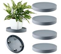 4 Packs Plant Caddy with Hidden Wheels 11.5 Inch Rolling Plant Stand Heavy Duty Plant Dolly with Casters Indoor and Outdoor Plants Plant Roller Base Large Plant Cart Pot Saucers with Wheels, Grey