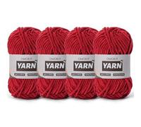 4 Packs Plush Chenille Chunky Crochet Yarn - Baby Yarn for Crocheting Soft - Velvet Yarns Knitting for Blankets Crafts - Fluffy Amigurumi Yarns 200g/262.5yds (4 Burgundy)