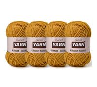 4 Packs Plush Chenille Chunky Crochet Yarn - Baby Yarn for Crocheting Soft - Velvet Yarns Knitting for Blankets Crafts - Fluffy Amigurumi Yarns 200g/262.5yds (4 Turmeric)