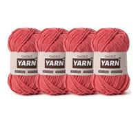 4 Packs Plush Chenille Chunky Crochet Yarn - Baby Yarn for Crocheting Soft - Velvet Yarns Knitting for Blankets Crafts - Fluffy Amigurumi Yarns 200g/262.5yds (4 Watermelon Red)