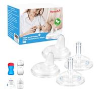 4 Packs Sippy Spout Nipples for Philips Avent Natural Baby Bottles, Replacement Bottle Nipple BPA-Free, No Spill, 2 Cleaning Brush (Model 2)
