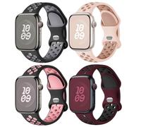 4 Packs Sport Bands for Apple Watch Band 38mm 40mm 41mm 42mm 44mm 45mm 46mm 49mm Women Men,Breathable Waterproof Soft Silicone Replacement Strap for iWatch Ultra Series 10/9/8/7/SE/6/5/4/3/2/1