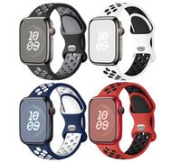 4 Packs Sport Bands for Apple Watch Band 38mm 40mm 41mm 42mm 44mm 45mm 46mm 49mm Women Men,Breathable Waterproof Soft Silicone Replacement Strap for iWatch Ultra Series 10/9/8/7/SE/6/5/4/3/2/1