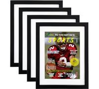 4 Packs Sports Magazine Frames Displays Magazines Measuring 8.5 x 11.25 or 8.25 x 11 inches with Double White Core Matting, Deep Frame Moulding, with Installed Hangers