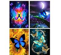 4 Packs Stamped Cross Stitch Kits,Landscapes Butterfly Counted Cross Stitch Kits for Adults Beginners,DIY Full Range of Needlepoint Kits Needlecrafts Embroidery Arts and Crafts for Home Decor,12"x16"