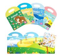 4 Packs Stickers for Children, Kids Stickers, Reusable Sticker Book, for Age 2-6 Year Old Boys Girls, 3D Bubble Book Enlightenment Sticker Puzzle Toy