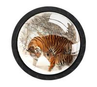 4 Packs Tiger Walking on Snow Drawer Knobs Dresser Knobs Cabinet Knobs