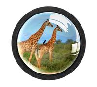 4 Packs Two Giraffes Walking African Cabinet Knobs, Dresser Drawer Knob