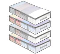 4 Packs Under Bed Storage Containers Bins, Humid-Proof Plastic Underbed Storage Bins, Closet Organizers and Clothes Storage Bags, Under the Bed Blanket Storage with Handles for Clothes,Bedroom