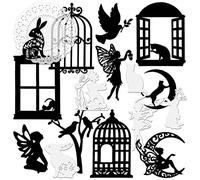 4 Packs Vintage Scrapbook Cutout Paper Window Frame Decorative Paper Fairy Bird Rabbit Deco Paper for Card Making DIY Photo Album Notebook Scrapbooking Handmade Arts and Crafts (Moon)