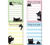 4 Pads Cute Cat Sticky Notes 4"×6", 200 Sheets Funny Animal to-Do Notepads, Cat Lover Gifts for Office & School Decor