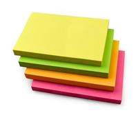 4 Pads Rectangular Sticky Notes 127 x 76 mm (5" x 3") Neon Colours Yellow, Pink, Green, Orange | 100 Sheets per Pad | Self-Stick Notes for Office, School, Home