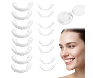 4 Pair Adjustable Clip-in Veneers Snap-On Top & Bottom Dental Aids for Temporary Wear, Effortlessly Enhancing Your Smile Confidence