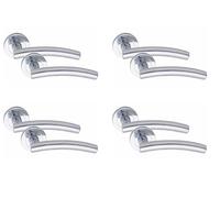 4 Pair Arched T-Bar Door Handles Polished Chrome Finish - Golden Grace