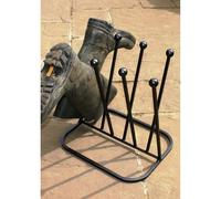 4 Pair Diagonal Boot Rack (Round) - Steel Wellie Stand - Steel - Black Poppy Forge Black One Size