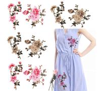 4 Pair Embroidery Rose Flower Patches Water Soluble Iron Sew On Applique for Clothing Bags, Jackets, Jeans Applique DIY Handmade Patchwork Accessories Crafts Sewing Repair Decoration （Pink, Apricot）