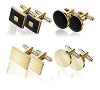 4 Pair Gold Cufflinks For Men Set, Cuff Links Mens Cufflinks For Men
