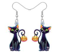 4 Pair Gothic Pumpkin Earrings Pumpkin Cup Ghost Cat Acrylic Earrings For Women Halloween Earrings Fashion Holiday Party Earrings Jewelry Set, Metal, No Gemstone