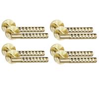 4 Pair Knurled Hex Cut T-Bar Internal Door Handles Satin Brass Finish - Golden Grace