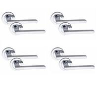 4 Pair Leon Design Internal Door Handles Polished Chrome Finish - Golden Grace