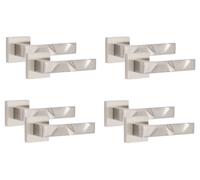 4 Pair Modern Nova Design Satin Nickel Premium Internal Door Handles Square Rose - Golden Grace