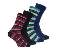 4 Pair Multipack Mens Bed Socks | Sock Snob | Thermal Anti Slip Indoor Fuzzy Cosy Fluffy Slipper Socks