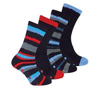 4 Pair Multipack Mens Bed Socks | Sock Snob | Thermal Anti Slip Indoor Fuzzy Cosy Fluffy Slipper Socks
