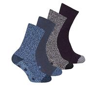 Sock Snob 4 Pack Mens Cosy Soft Fluffy Slipper Bed Socks with Grips - 6-11 UK - Grey / Blue