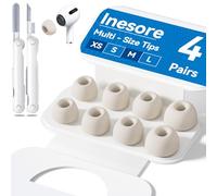 4-Pair Replacement Ear Tips for AirPods Pro 2nd/1st Generation with Portable Storage Box,Noise Reduction Holewith & Built-in dust Guard Screen,Silicone Ear Tips for Apple AirPods Pro (Stone)