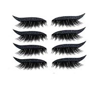 4 Pair Reusable Eyeliner and Eyelash Stickers,Glitter Shiny Eyeliner Stickers, 7 Color Waterproof Eyeliner Eyelash Stickers Easy to Use and Remove for Women Girls, Black