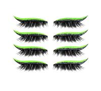 4 Pair Reusable Eyeliner and Eyelash Stickers, Lazy Eye Shadow Eyelash Patch, 7 Color Waterproof Self-Adhesive Eyeliner, Stickers Easy to Use and Remove (Neon Green)