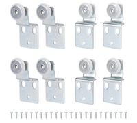 4 Pair Sliding Closet Door Roller Kit - Top Hung Door Replacement Hardware with 3/4 Inch Convex Wheels, Ball Bearing, Stamped Steel, 3/8" & 1/2" Offset Brackets